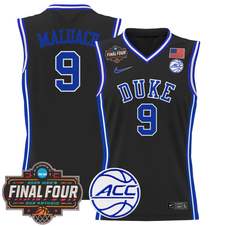 Men Duke Blue Devils #9 Maluach black 2025 Final Four Patch NCAA Jersey->ncaa teams->NCAA Jersey